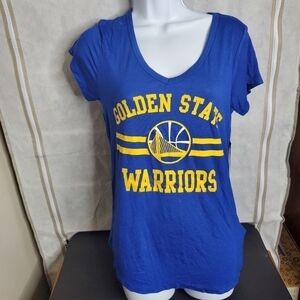Golden State Warriors Women’s V Neck T Shirt Size Medium Blue Yellow